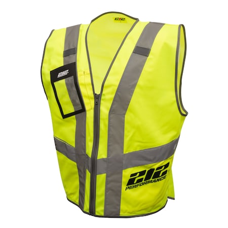 Multi-Purpose Hi-Viz Safety Vest With Windowed Badge Pocket, Large